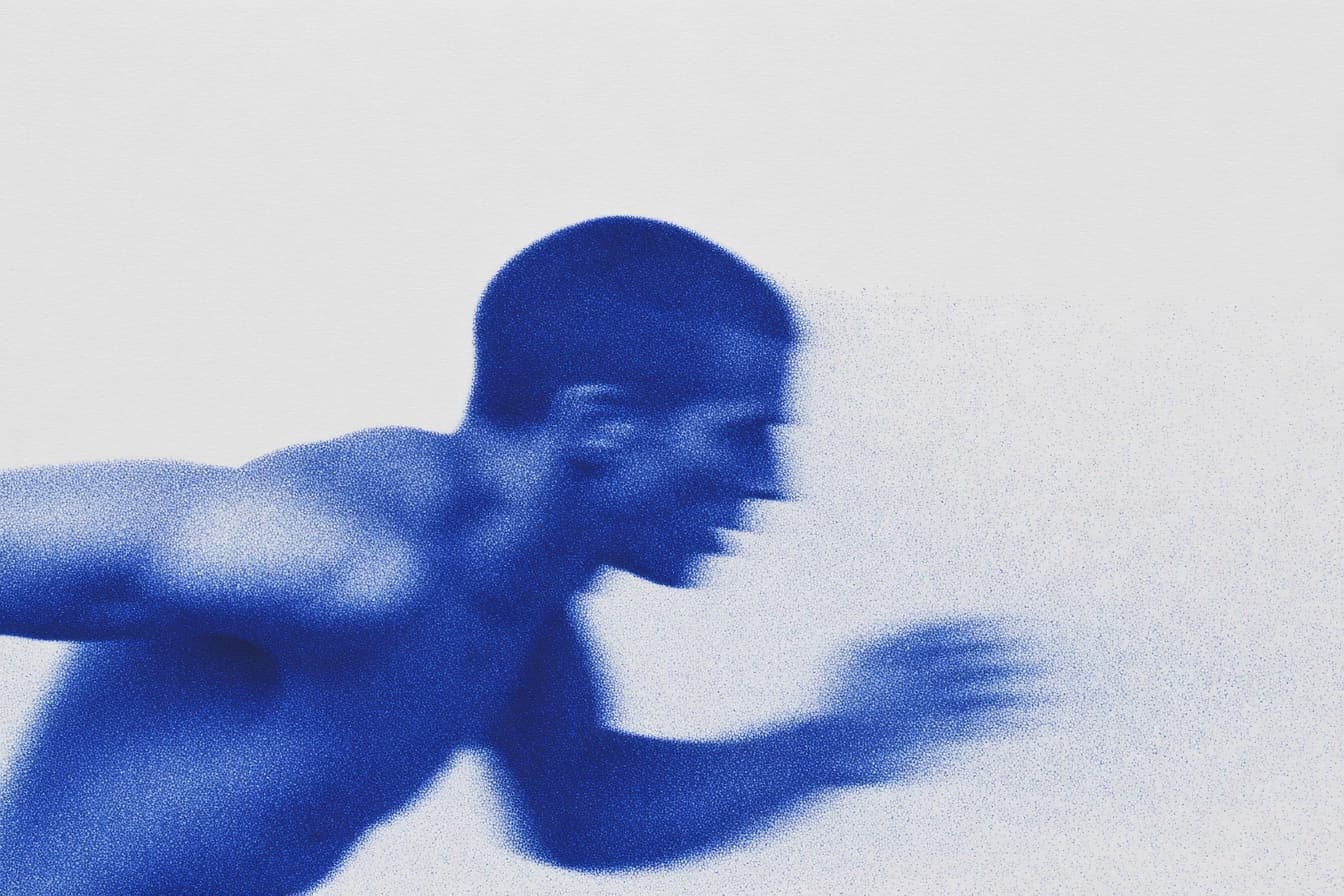 Runner rendered in blue dots